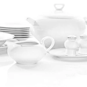 Serwis obiadowy Ćmielów - YVONNE Platynowa Wstęga | 12-osobowy 44 elementy