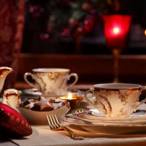 Serwis obiadowy Ćmielów - ROCOCO Purpura | 12-osobowy 45 elementów