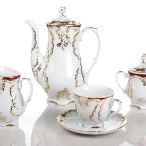Serwis do kawy i herbaty Ćmielów - ROCOCO Purpura | 12-osobowy 39 elementów