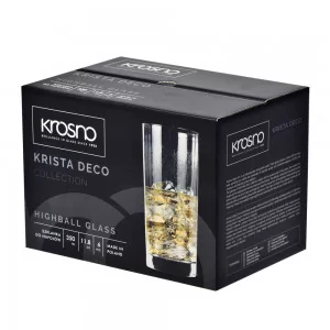 Szklanki wysokie 350 ml KRISTA DECO | komplet 6