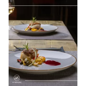 Talerz płytki 20,5cm Lubiana Boss Ręcznie malowana Krem