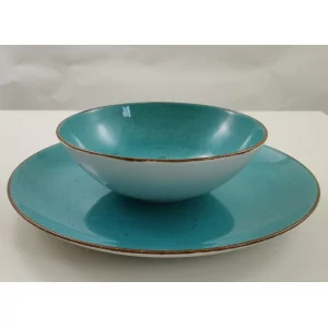 Talerz głęboki 18cm  i płytki 27 cm Lubiana Ręcznie Malowana Morski