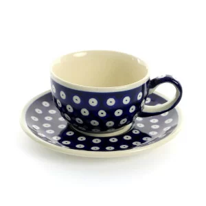 Filiżanka ze spodkiem Bolesławiec 210 ml GU-883883-42 Kropki
