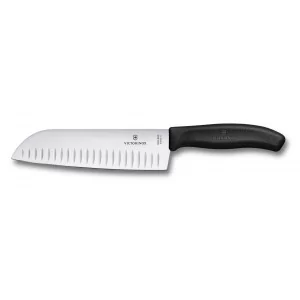 Nóż uniwersalny SANTOKU Ryflowany17 cm Victorinox - SWISS CLASSIC |czarny