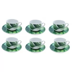 Komplet filiżanek ze spodkiem na 6 osób (12 el.) Karolina - Nora Monstera