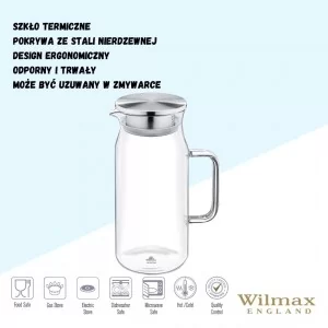 Dzbanek żaroodporny z metalową pokrywką 1000 ml Wilmax - Thermo Glass