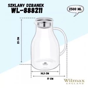 Dzbanek żaroodporny z metalową pokrywką 2500 ml Wilmax