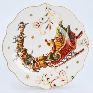 Talerz Świąteczny z Mikołajem w saniach 27 cm - Marco Polo
