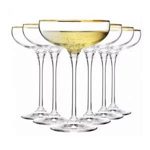 Kieliszki płaskie do szampana 240ml (6 szt.) Krosno - Harmony Gold
