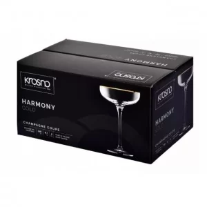 Kieliszki płaskie do szampana 240ml (6 szt.) Krosno - Harmony Gold