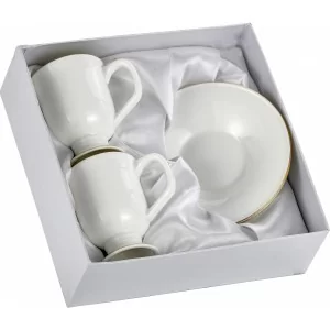 Komplet 2 filiżanek na stopce ze spodkami 250 ml na prezent - Marco Polo