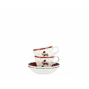 Bogucice Komplet 2 filiżanek ze spodkami Cicha Noc 0986 100 ml