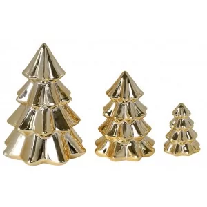 Figurka Choinka Ceramiczna Złota 16 cm