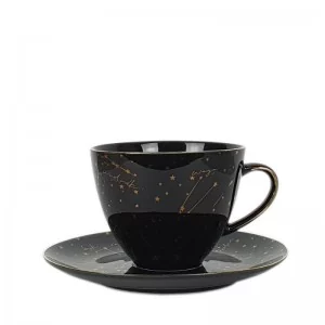 Filiżanka Jumbo 450 ml ze spodkiem 18 cm - Zodiak Black