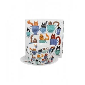 Filiżanka ze spodkiem elegant Koci Świat - Koty w Filiżankach 230 ml