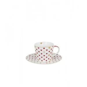 Filiżanka ze spodkiem Czerwone Serduszka 250 ml