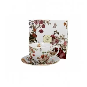 Filiżanka ze spodkiem Vintage Flowers White 250 ml