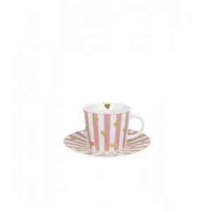 Filiżanka ze spodkiem Różowa - Małe Serduszka 250 ml