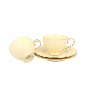 Komplet 2 filiżanek ze spodkami 220 ml Duo - Ecru Nina