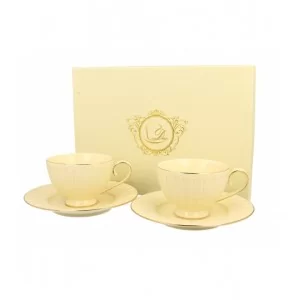 Komplet 2 filiżanek ze spodkami Ecru Nina 220 ml