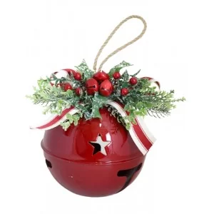 Zawieszka Dzwonek Metalowy Czerwony 14 cm