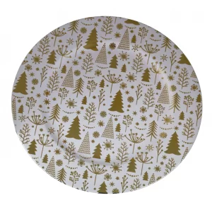 Podtalerz Biały ze Złotymi Choinkami 33 cm