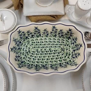 Półmisek falbanka 1,7l dek. 1208 - Bolesławiec 1854/1208