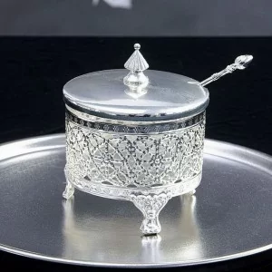 Cukiernica z łyżeczką posrebrzana wysokość 11 cm Villa Italia - Silber