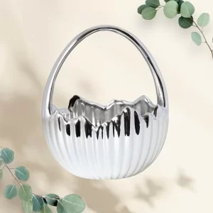 Koszyczek ceramiczny srebrny 18 cm