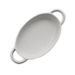 Porcelanowy półmisek do zapiekania biały owalny 15 cm