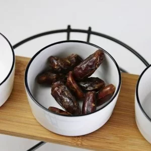 Porcelanowy zestaw bambus patera z 3 miskami Czarny