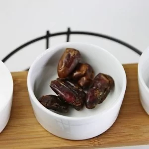 Porcelanowy zestaw bambus patera z 3 miskami Biały