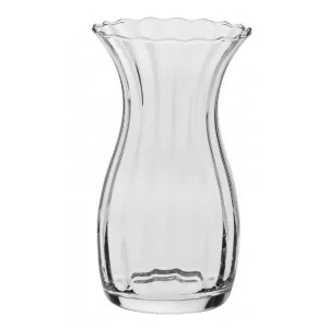 Ryflowany bezbarwny wazon 25 cm Krosno - Home&Living