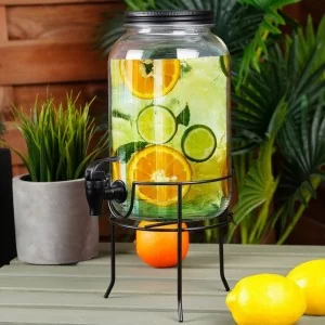 Słój do napojów z kranikiem i stojakiem czarnym 3,2 l - Orion