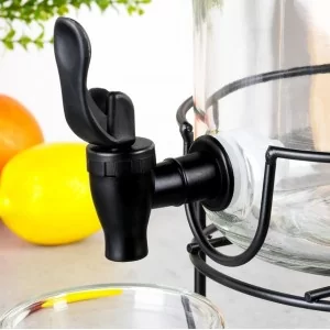 Słój do napojów z kranikiem i stojakiem czarnym 3,2 l - Orion