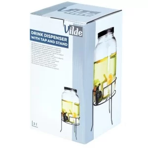 Słój do napojów z kranikiem i stojakiem czarnym 3,2 l - Orion