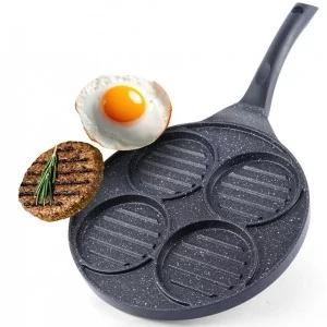 Patelnia do burgerów i jajek granitowa grillowa 4 otwory 26,5 cm Orion - Grande