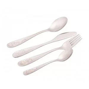 Komplet sztućców dla dzieci (4 el) srebro luz Odiso - Zwierzaki