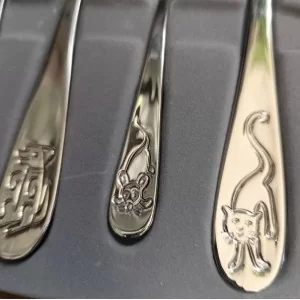 Komplet sztućców dla dzieci (4 el) srebro luz Odiso - Zwierzaki